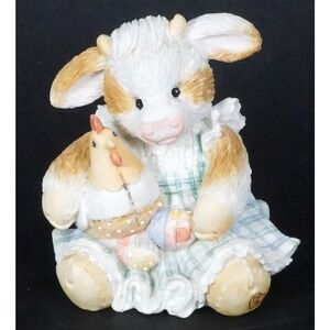 Marys Moo Moos "Patty" 1993 Easter Figurine Young Cow Chicken Eggs Enesco 627690